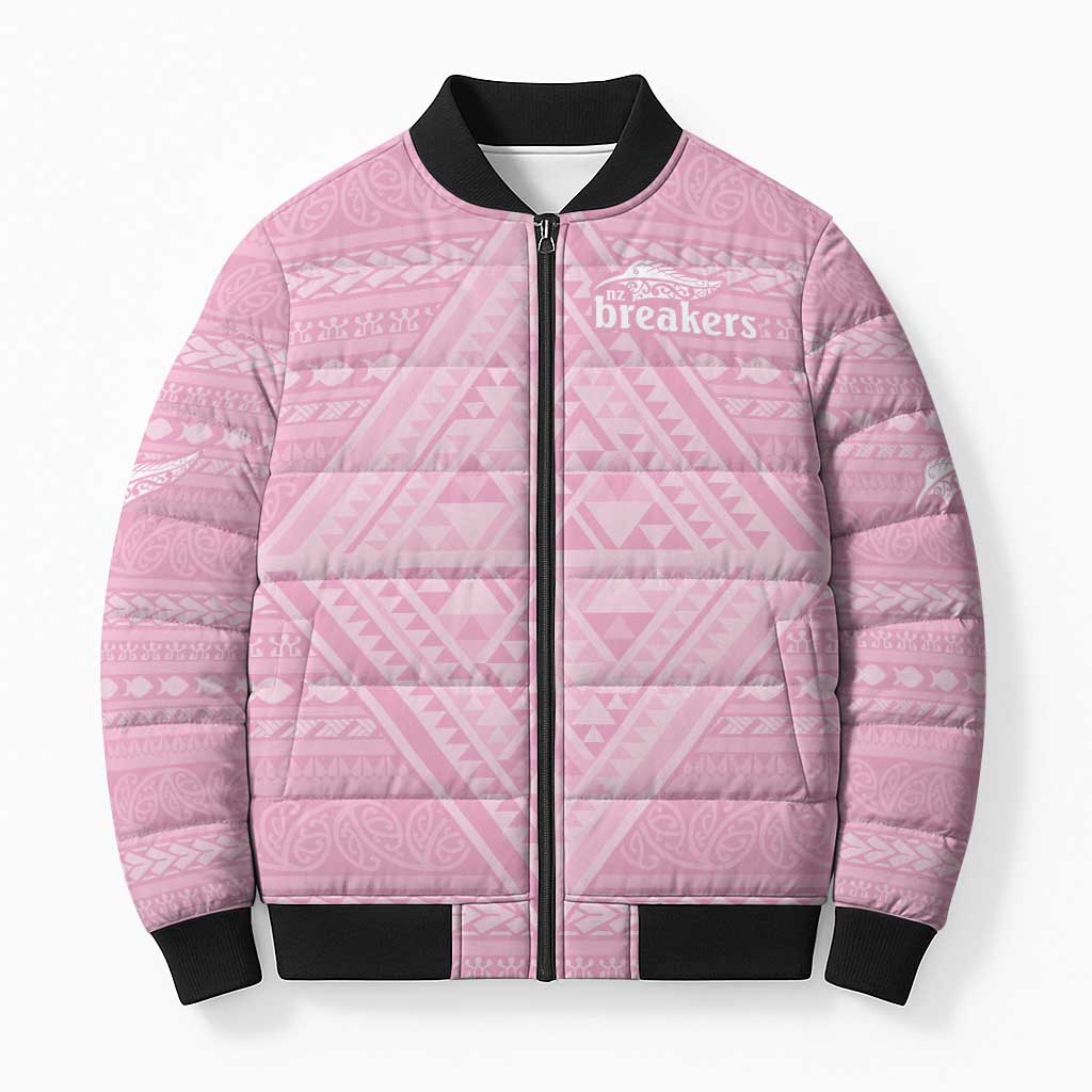 Custom New Zealand Basketball Indigenous Bomber Puffer Jacket - Polynesian Pride