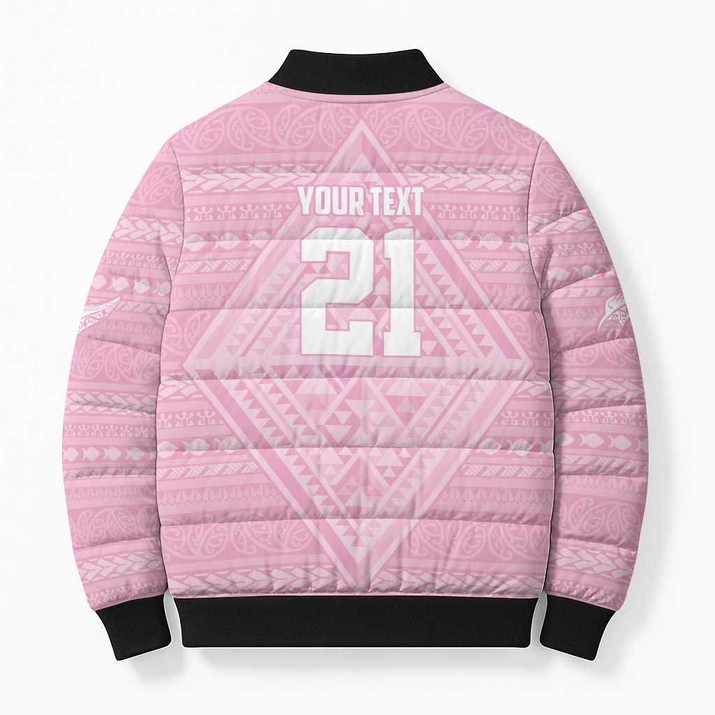 Custom New Zealand Basketball Indigenous Bomber Puffer Jacket - Polynesian Pride