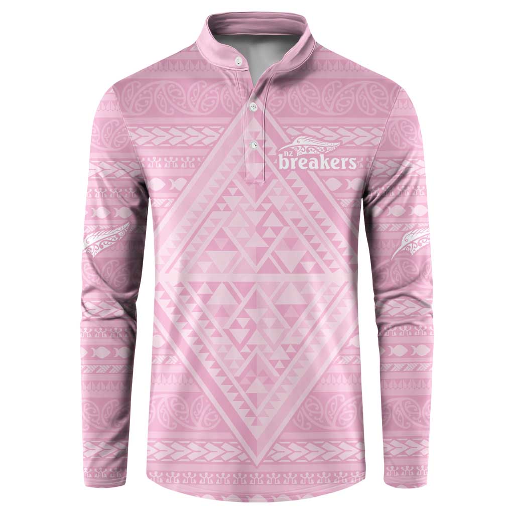 Custom New Zealand Basketball Indigenous Button Sweatshirt - Polynesian Pride