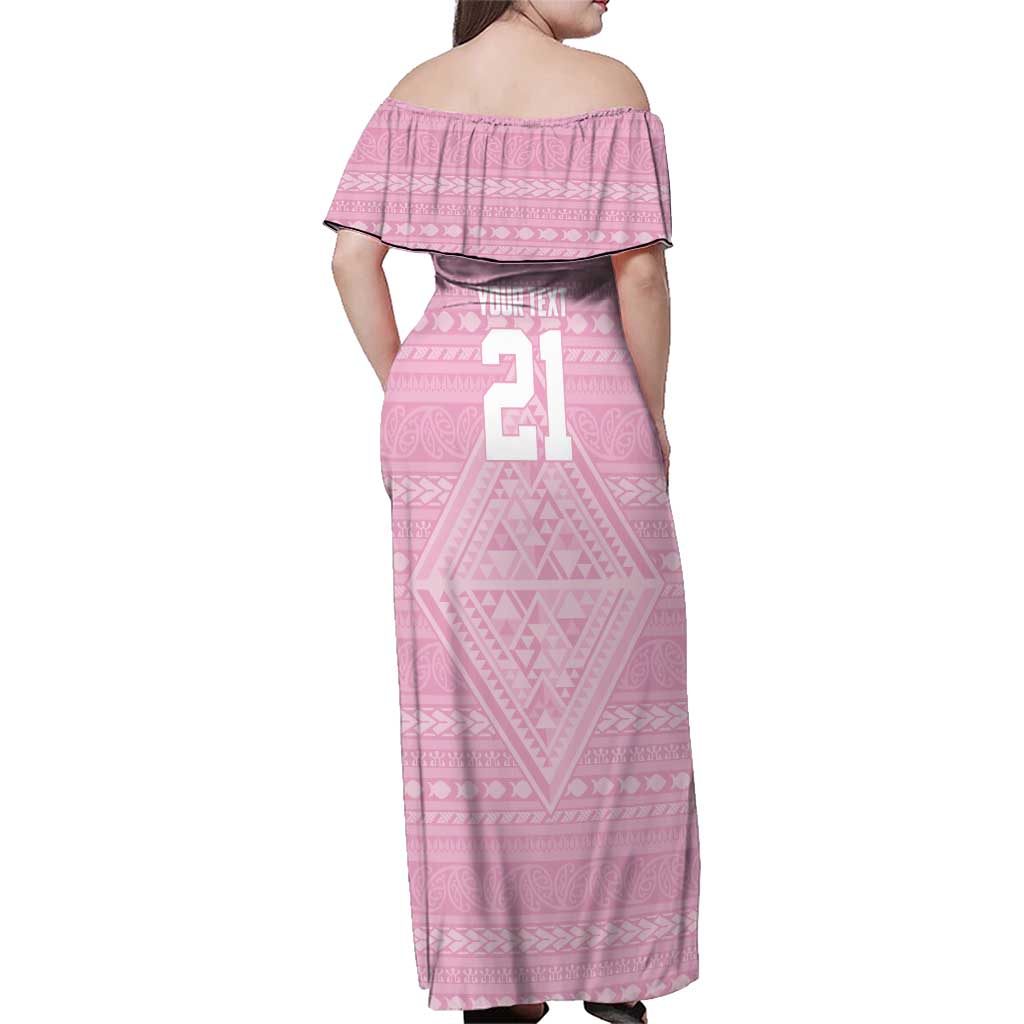 Custom New Zealand Basketball Indigenous Family Matching Off Shoulder Maxi Dress and Hawaiian Shirt - Polynesian Pride