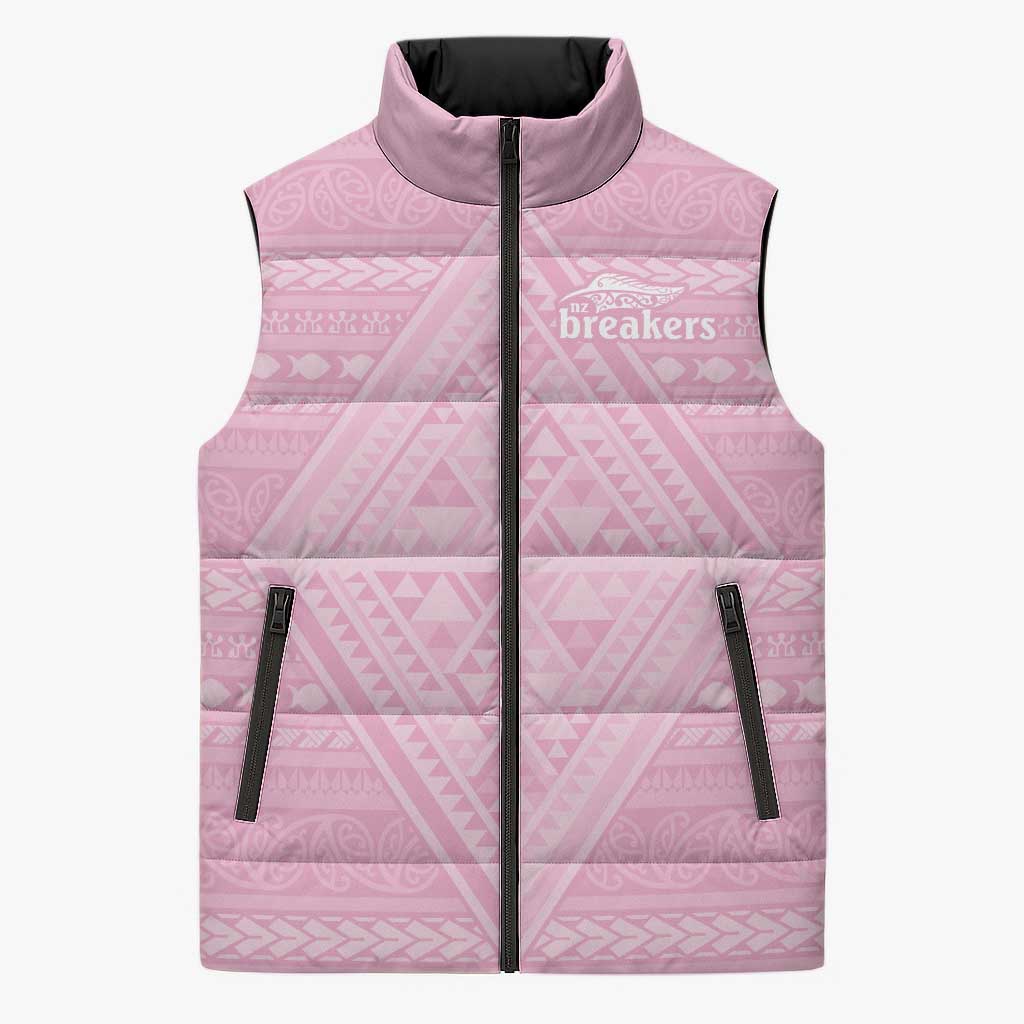Custom New Zealand Basketball Indigenous Sleeveless Puffer Jacket - Polynesian Pride