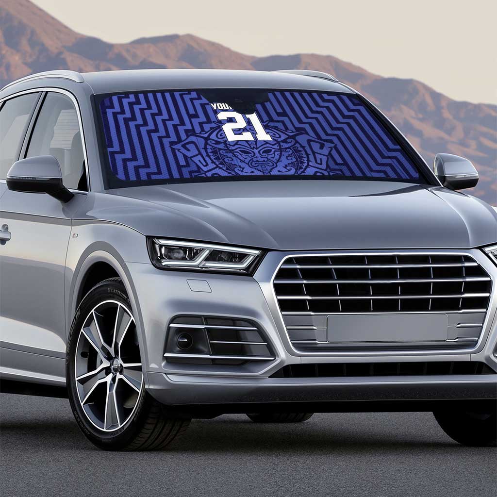 Custom Basketball New Zealand Auto Sun Shade Blue Maori Ta Moko Indigenous - Polynesian Pride