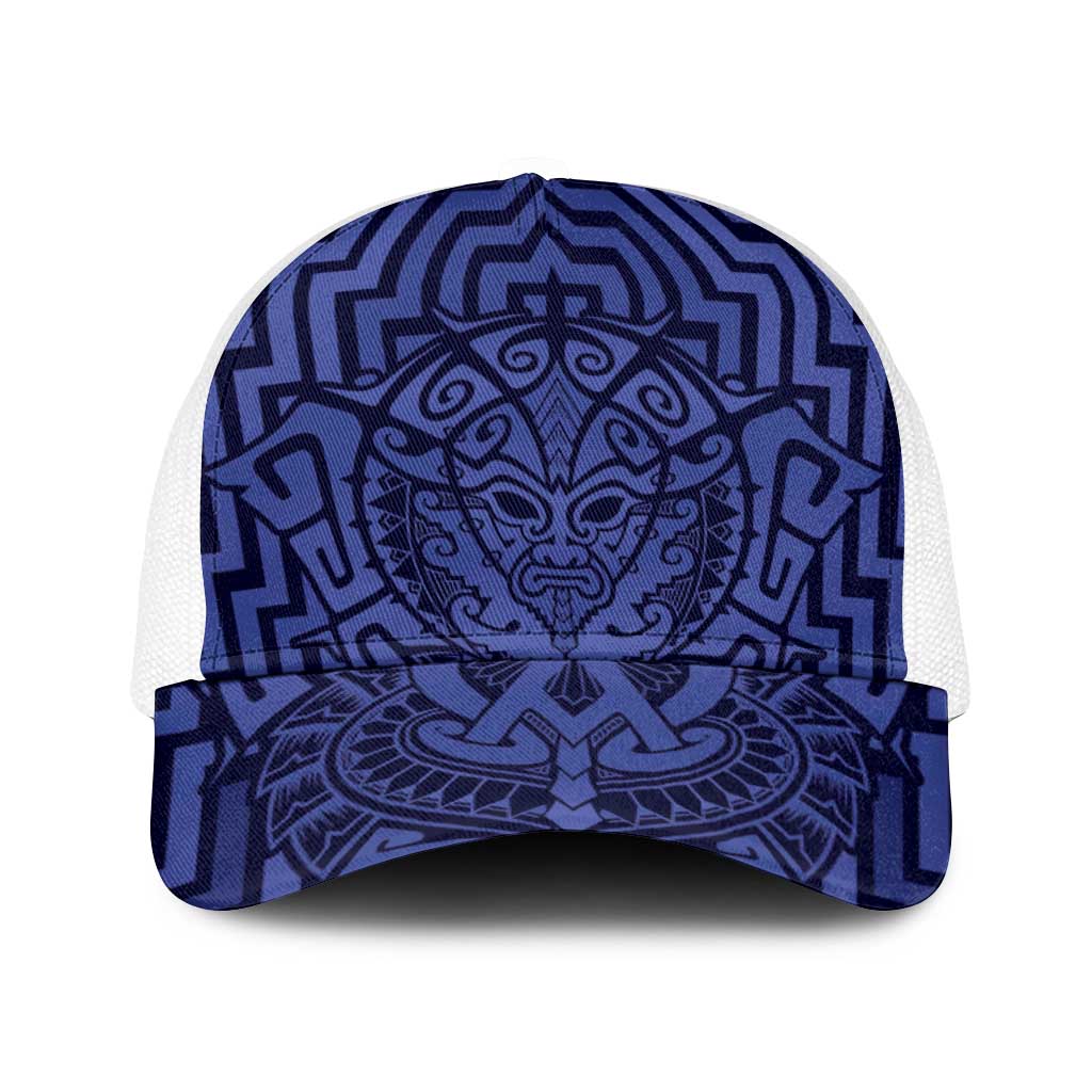 Basketball New Zealand Baseball Net Cap Blue Maori Ta Moko Indigenous - Polynesian Pride