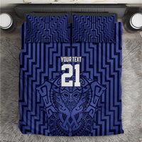 Custom Basketball New Zealand Bedding Set Blue Maori Ta Moko Indigenous - Polynesian Pride