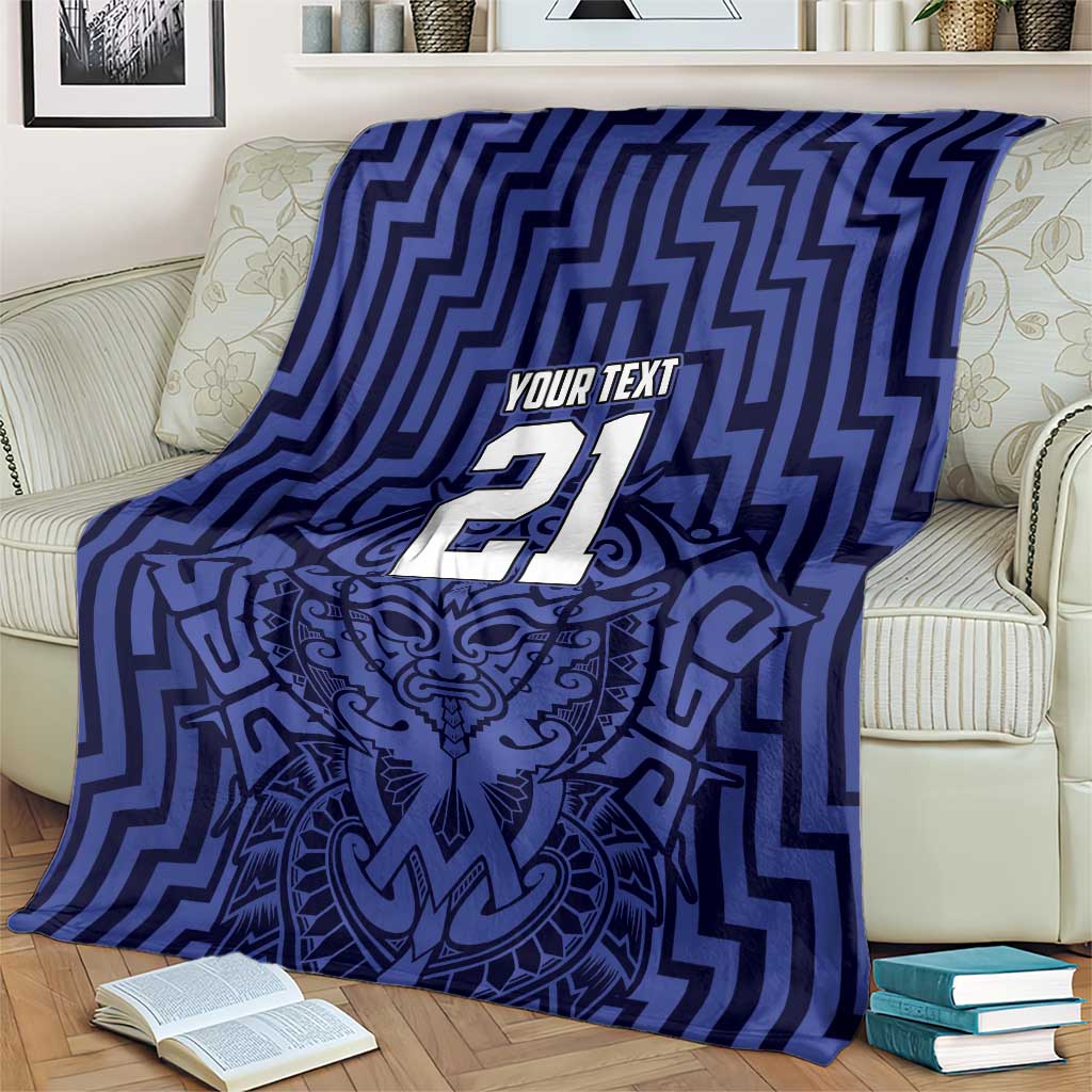 Custom Basketball New Zealand Blanket Blue Maori Ta Moko Indigenous - Polynesian Pride