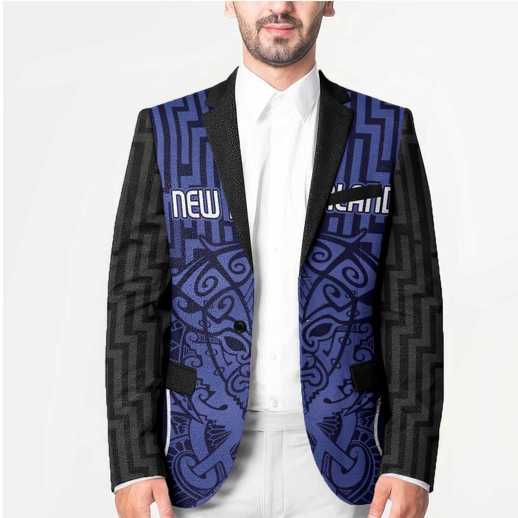 Custom Basketball New Zealand Blazer Blue Maori Ta Moko Indigenous - Polynesian Pride