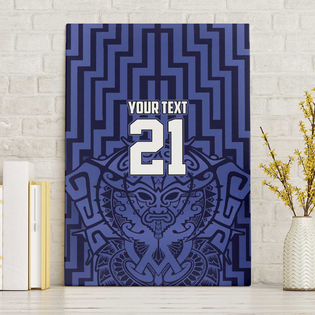Custom Basketball New Zealand Canvas Wall Art Blue Maori Ta Moko Indigenous - Polynesian Pride