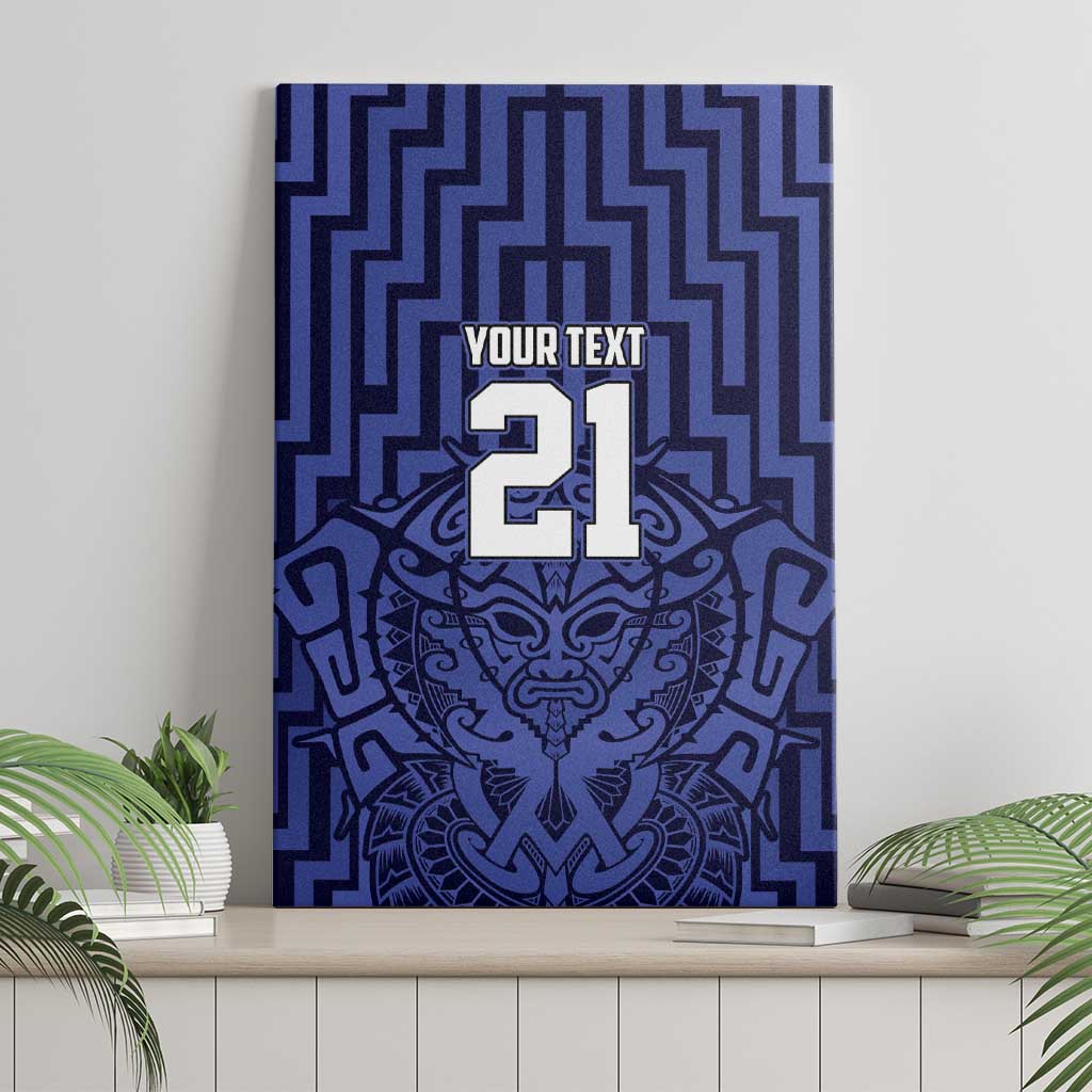 Custom Basketball New Zealand Canvas Wall Art Blue Maori Ta Moko Indigenous - Polynesian Pride