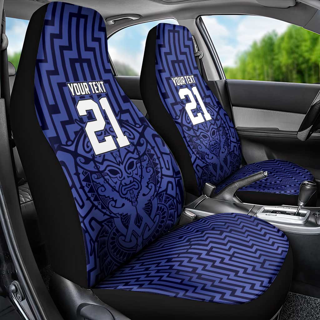 Custom Basketball New Zealand Car Seat Cover Blue Maori Ta Moko Indigenous - Polynesian Pride