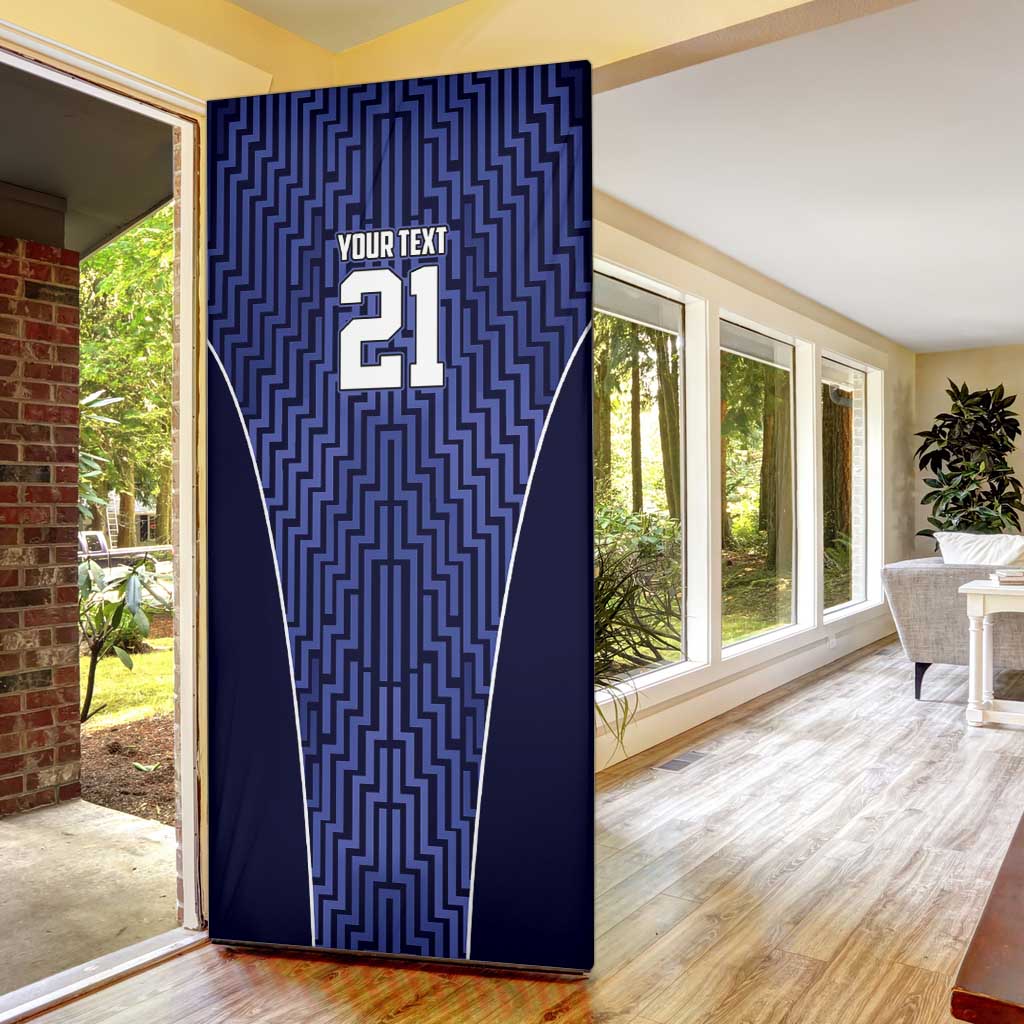 Custom Basketball New Zealand Door Cover Blue Maori Ta Moko Indigenous - Polynesian Pride