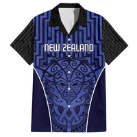 Custom Basketball New Zealand Family Matching Tank Maxi Dress and Hawaiian Shirt Blue Maori Ta Moko Indigenous - Polynesian Pride
