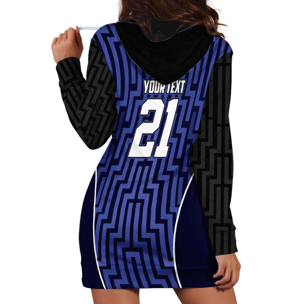 Custom Basketball New Zealand Hoodie Dress Blue Maori Ta Moko Indigenous - Polynesian Pride