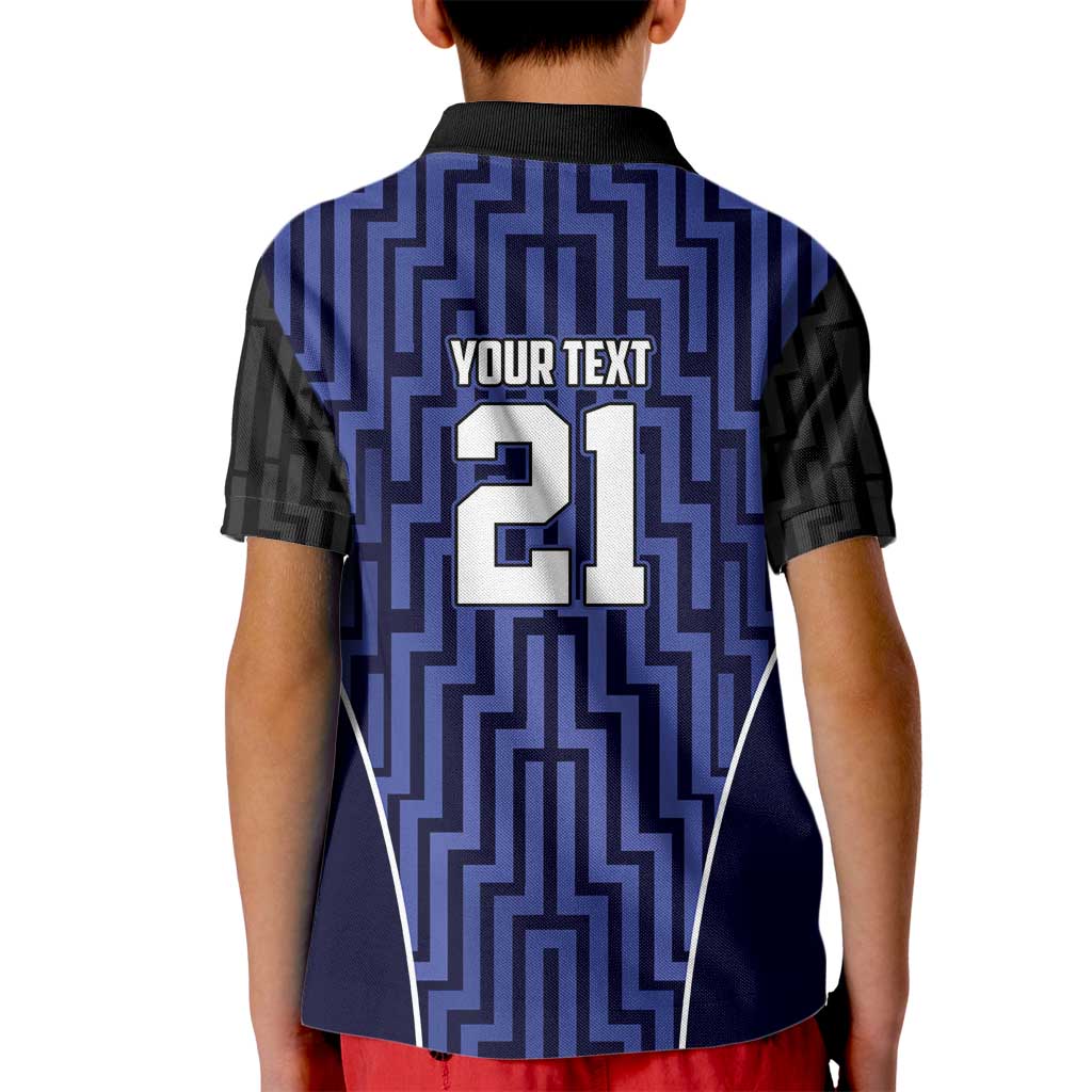 Custom Basketball New Zealand Kid Polo Shirt Blue Maori Ta Moko Indigenous - Polynesian Pride