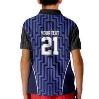 Custom Basketball New Zealand Kid Polo Shirt Blue Maori Ta Moko Indigenous - Polynesian Pride