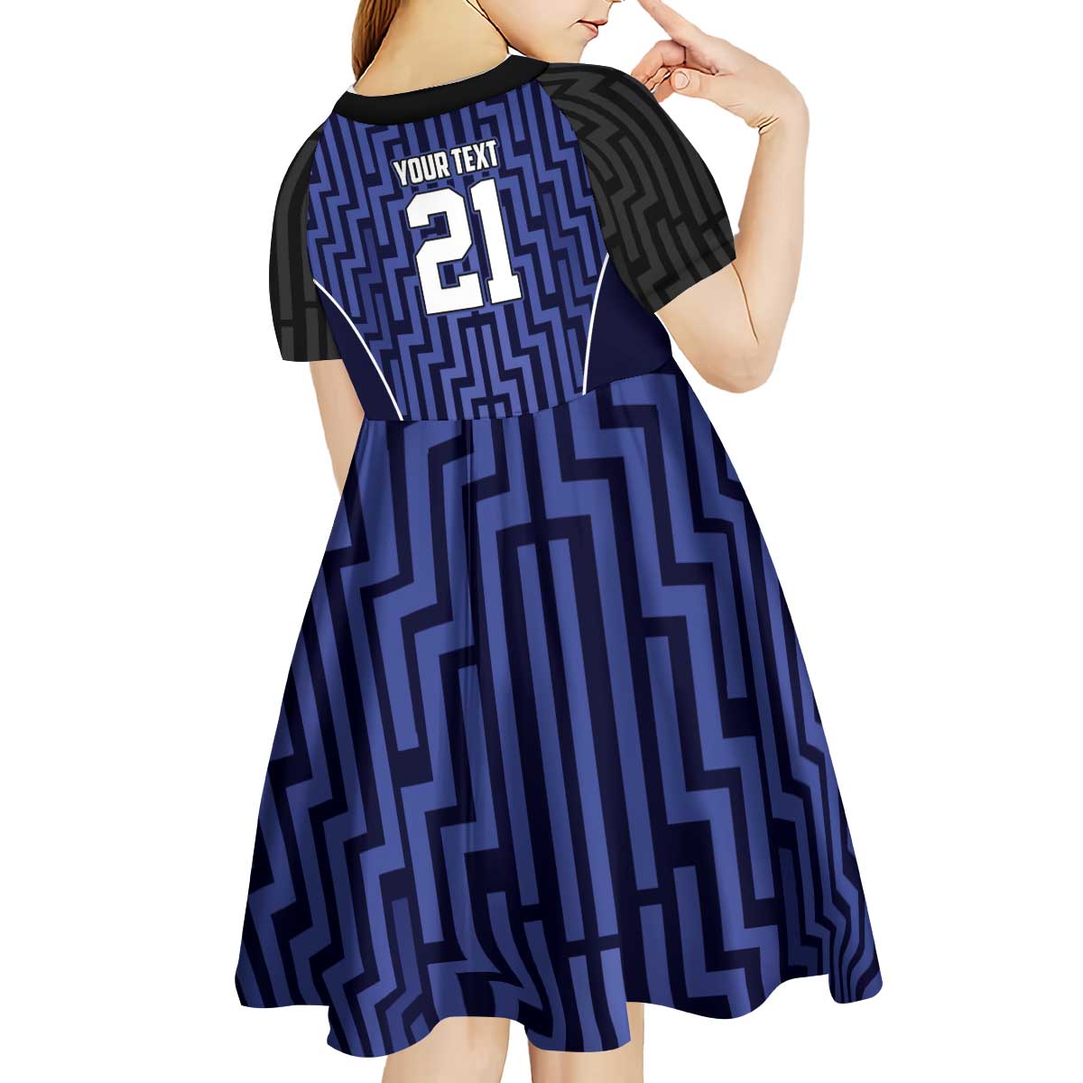 Custom Basketball New Zealand Kid Short Sleeve Dress Blue Maori Ta Moko Indigenous - Polynesian Pride