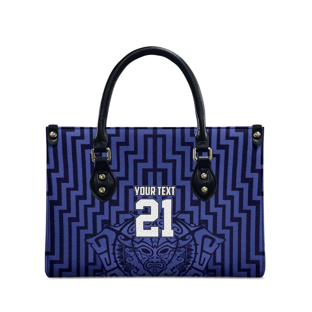 Custom Basketball New Zealand Leather Bag Blue Maori Ta Moko Indigenous - Polynesian Pride