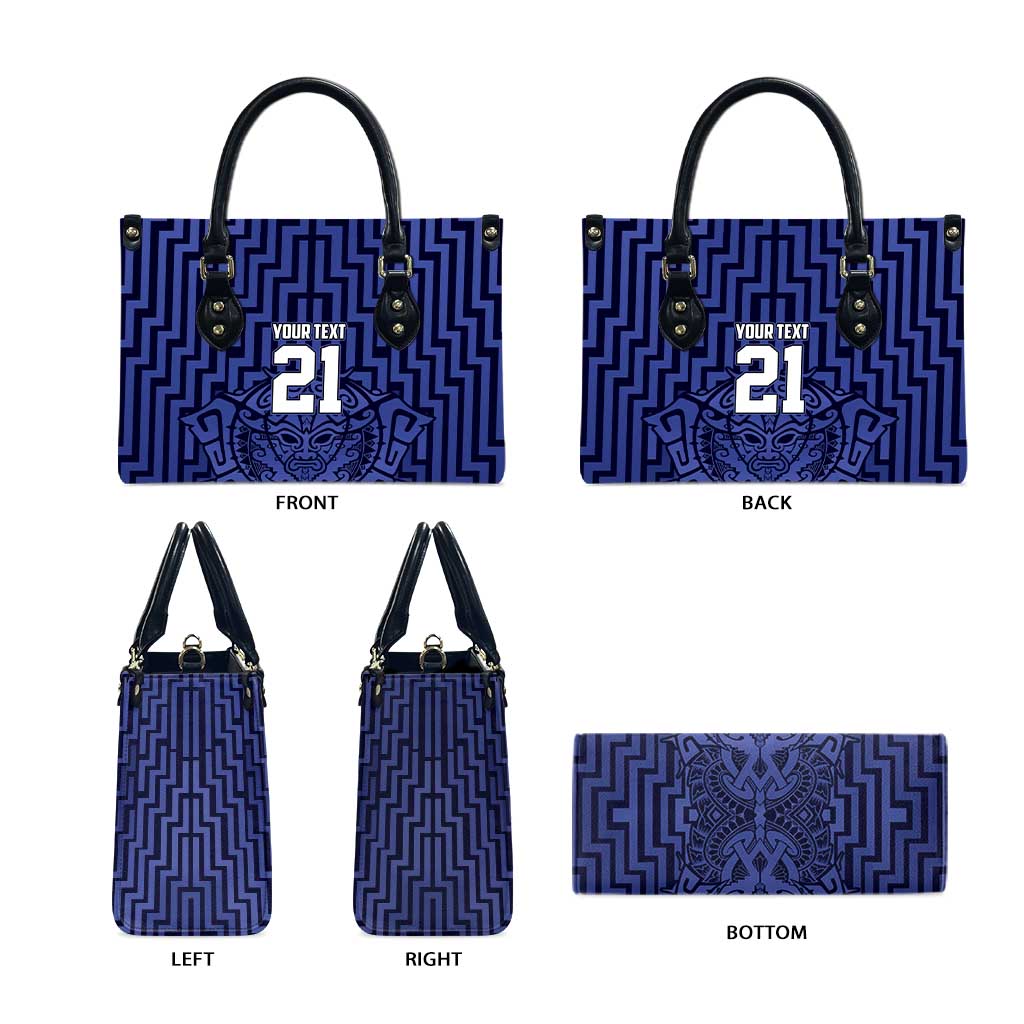 Custom Basketball New Zealand Leather Bag Blue Maori Ta Moko Indigenous - Polynesian Pride
