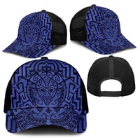 Basketball New Zealand Mesh Trucker Cap Blue Maori Ta Moko Indigenous - Polynesian Pride