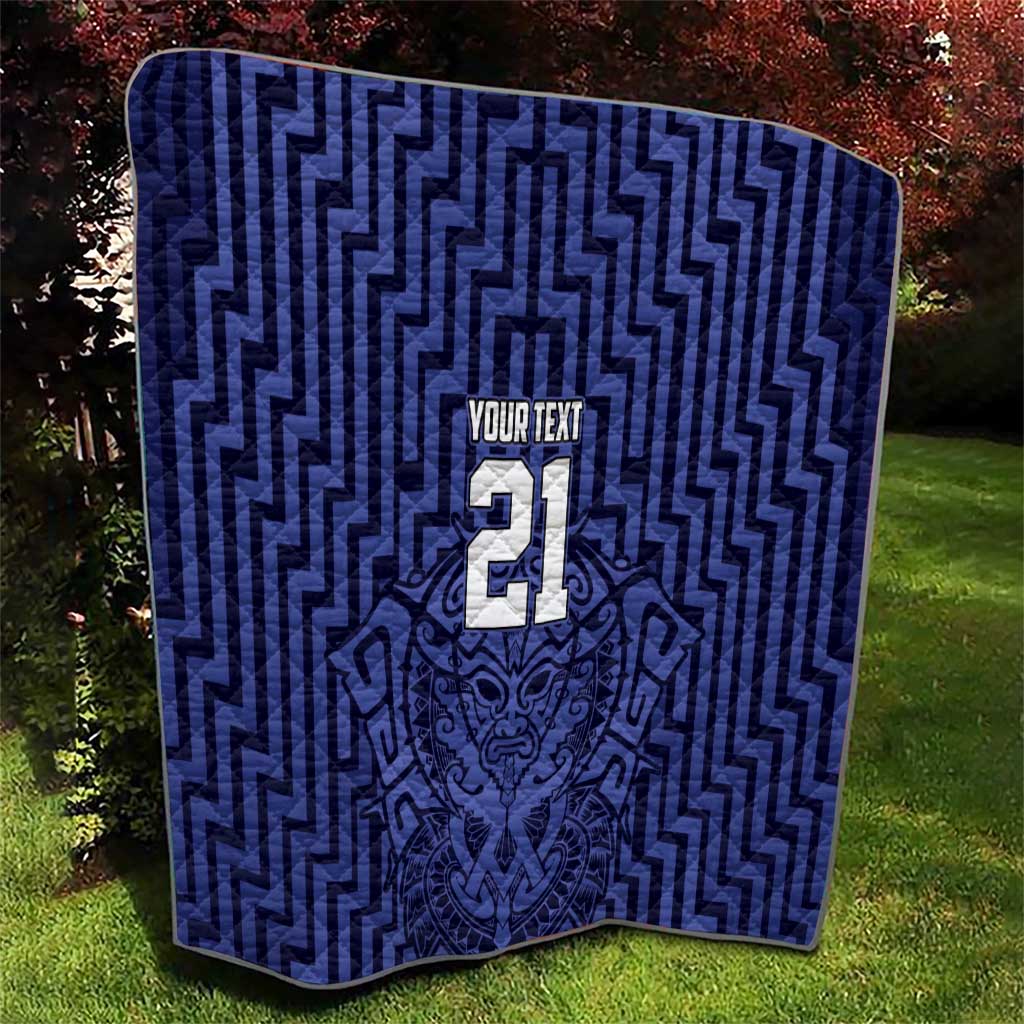 Custom Basketball New Zealand Quilt Blue Maori Ta Moko Indigenous - Polynesian Pride