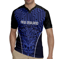 Custom Basketball New Zealand Rugby Jersey Blue Maori Ta Moko Indigenous - Polynesian Pride