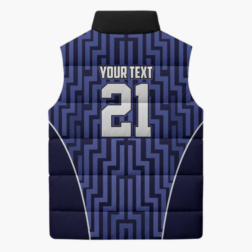 Custom Basketball New Zealand Sleeveless Puffer Jacket Blue Maori Ta Moko Indigenous - Polynesian Pride