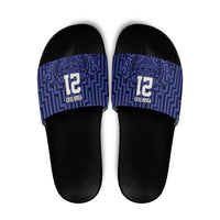 Custom Basketball New Zealand Slide Sandals Blue Maori Ta Moko Indigenous - Polynesian Pride