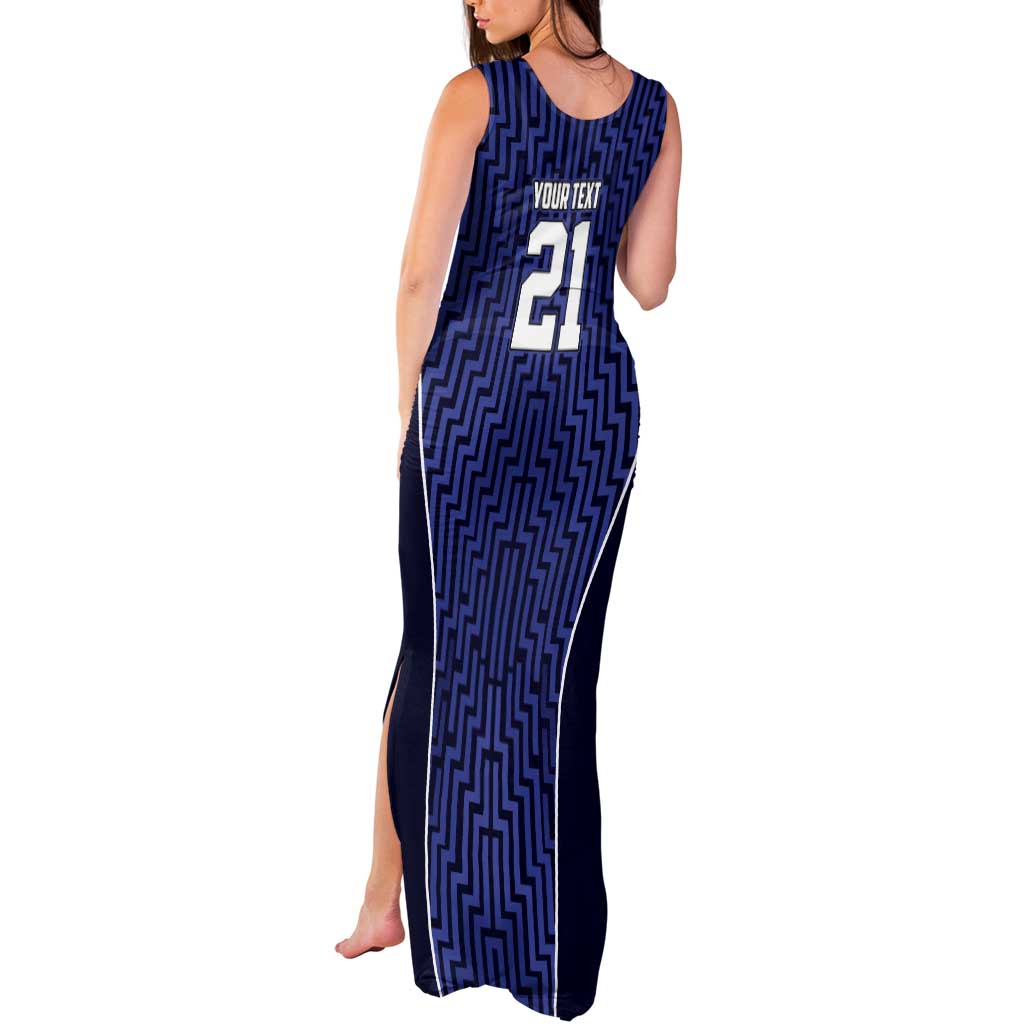 Custom Basketball New Zealand Tank Maxi Dress Blue Maori Ta Moko Indigenous - Polynesian Pride