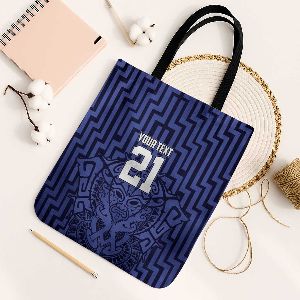 Custom Basketball New Zealand Tote Bag Blue Maori Ta Moko Indigenous - Polynesian Pride