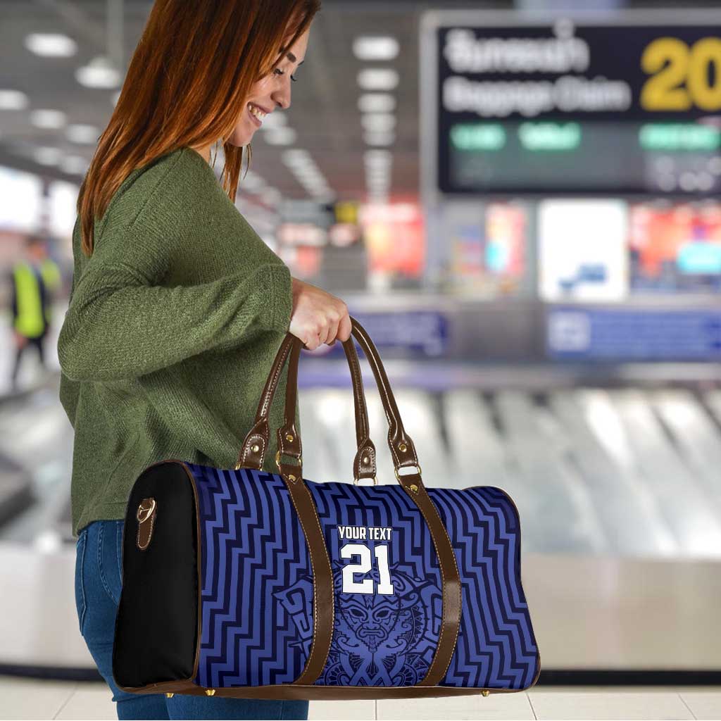 Custom Basketball New Zealand Travel Bag Blue Maori Ta Moko Indigenous - Polynesian Pride