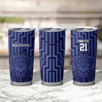 Custom Basketball New Zealand Tumbler Cup Blue Maori Ta Moko Indigenous - Polynesian Pride