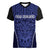 Custom Basketball New Zealand Women V-Neck T-Shirt Blue Maori Ta Moko Indigenous - Polynesian Pride