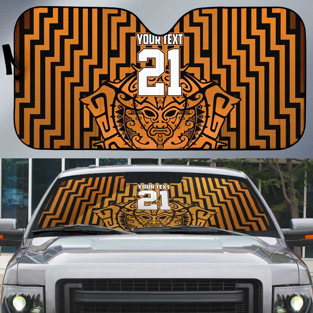 Custom Basketball New Zealand Auto Sun Shade Gold Maori Ta Moko Indigenous - Polynesian Pride
