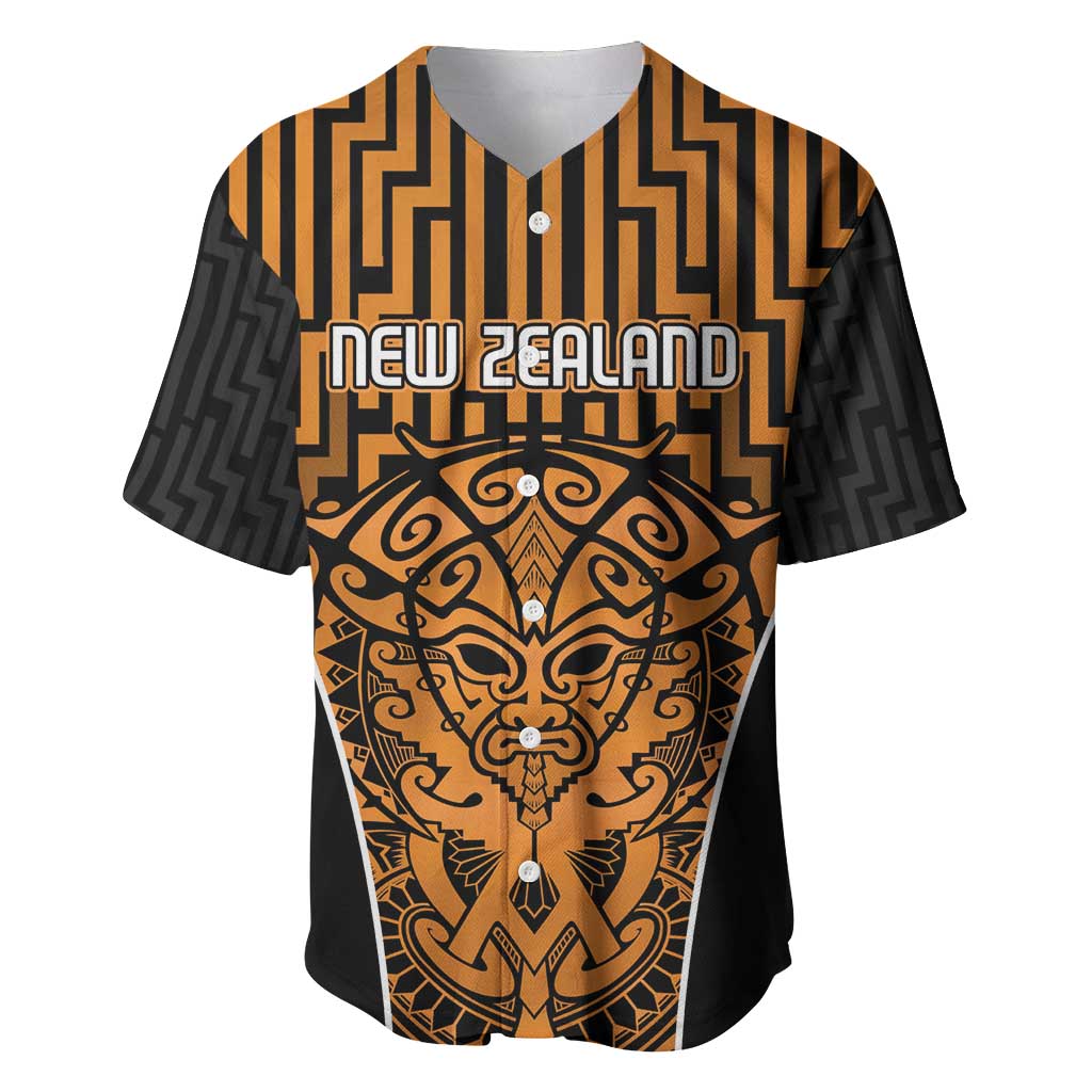 Custom Basketball New Zealand Baseball Jersey Gold Maori Ta Moko Indigenous - Polynesian Pride