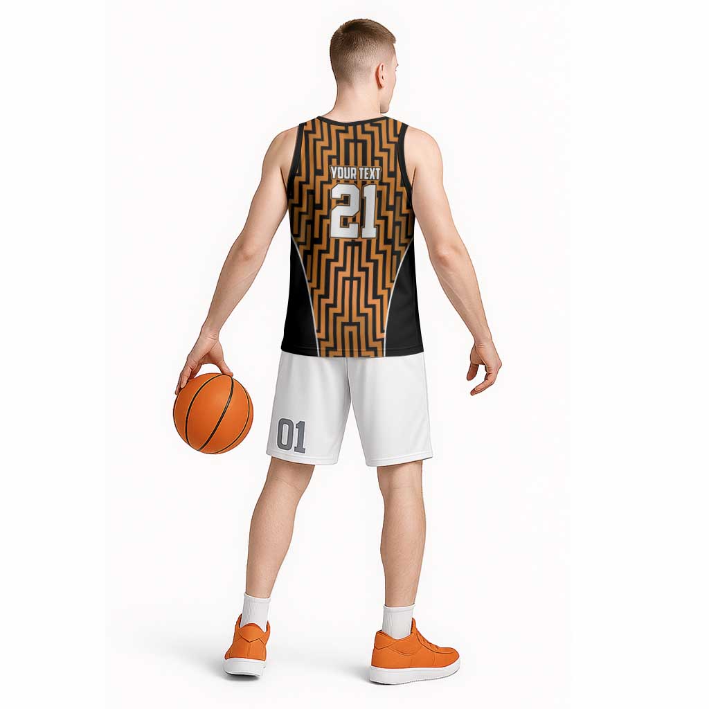 Custom Basketball New Zealand Basketball Jersey Gold Maori Ta Moko Indigenous - Polynesian Pride