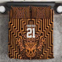 Custom Basketball New Zealand Bedding Set Gold Maori Ta Moko Indigenous - Polynesian Pride