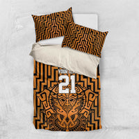 Custom Basketball New Zealand Bedding Set Gold Maori Ta Moko Indigenous - Polynesian Pride