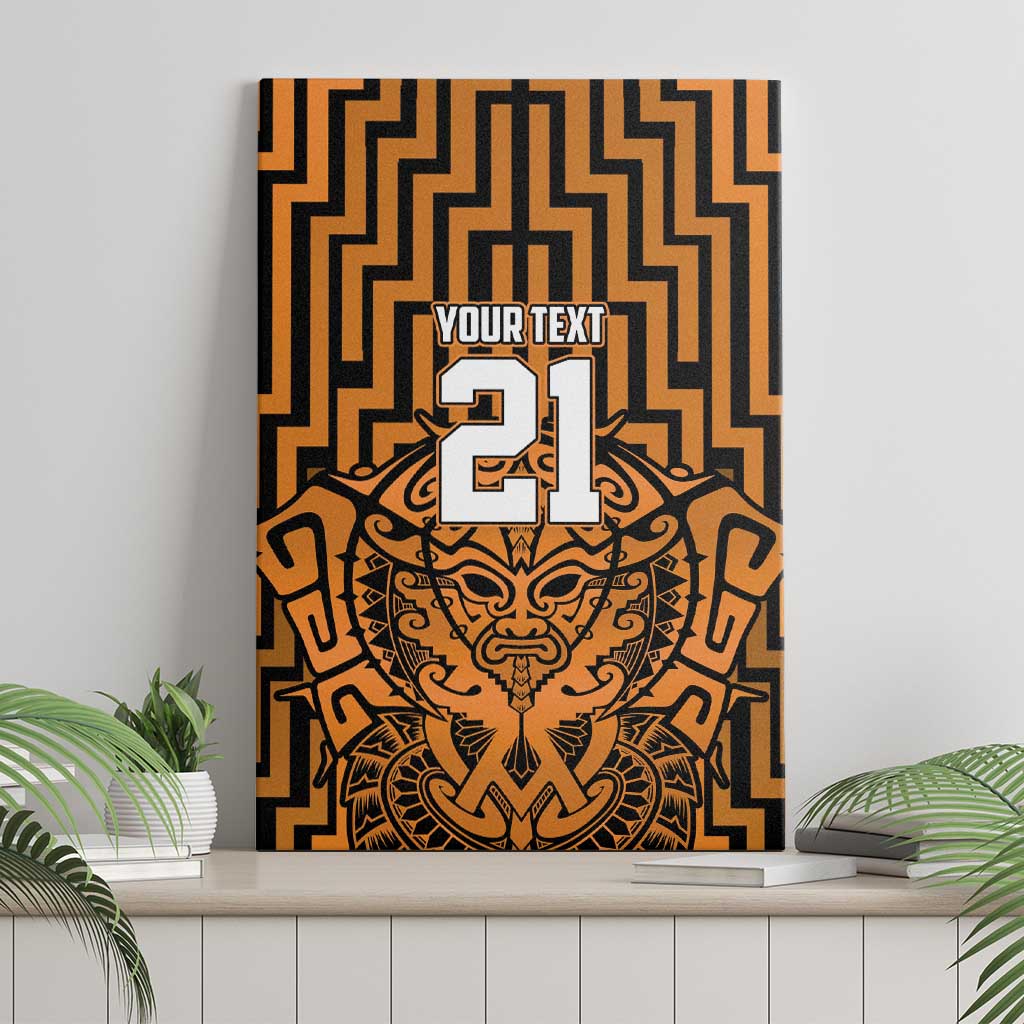 Custom Basketball New Zealand Canvas Wall Art Gold Maori Ta Moko Indigenous - Polynesian Pride