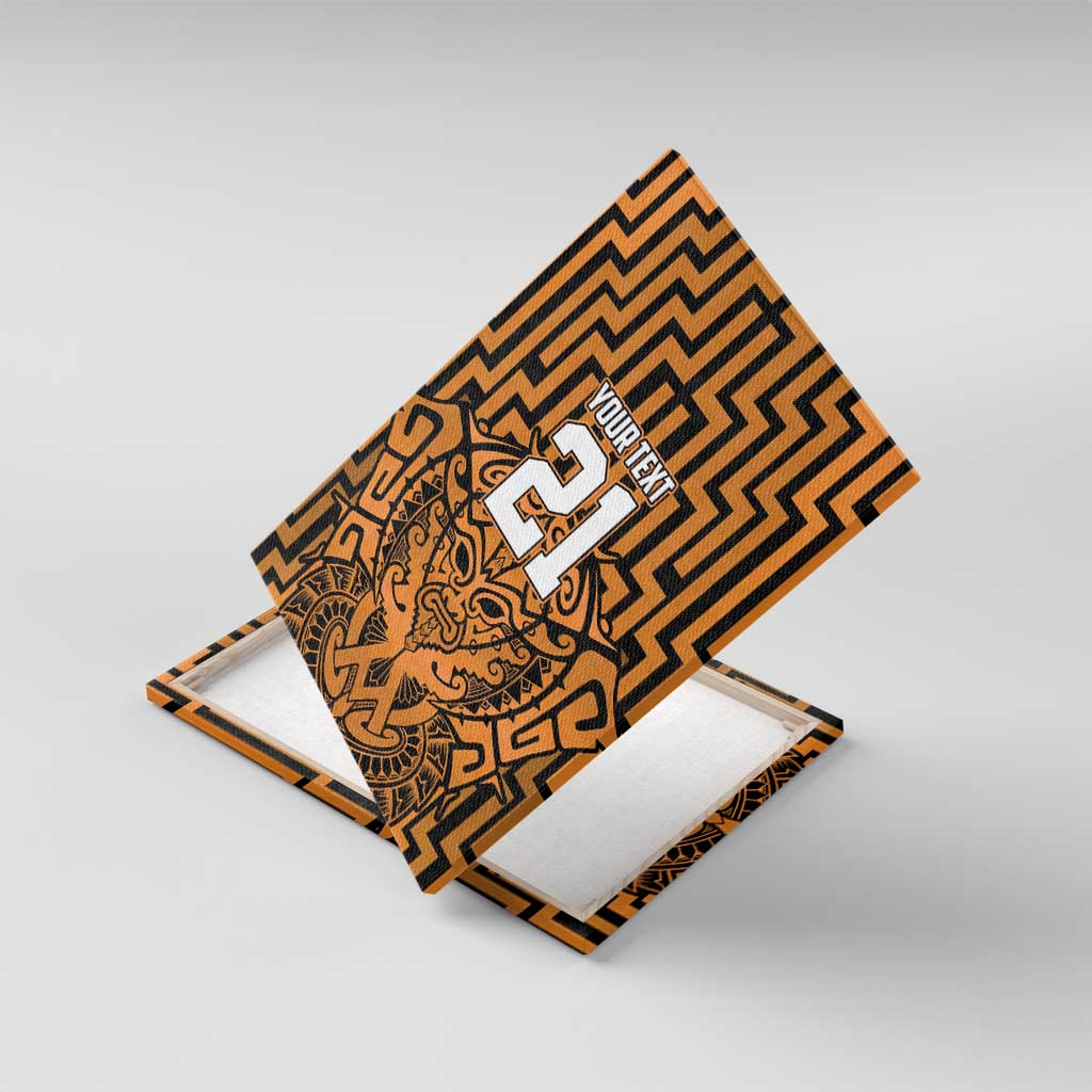 Custom Basketball New Zealand Canvas Wall Art Gold Maori Ta Moko Indigenous - Polynesian Pride