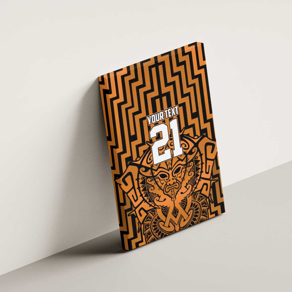 Custom Basketball New Zealand Canvas Wall Art Gold Maori Ta Moko Indigenous - Polynesian Pride