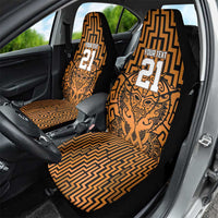 Custom Basketball New Zealand Car Seat Cover Gold Maori Ta Moko Indigenous - Polynesian Pride