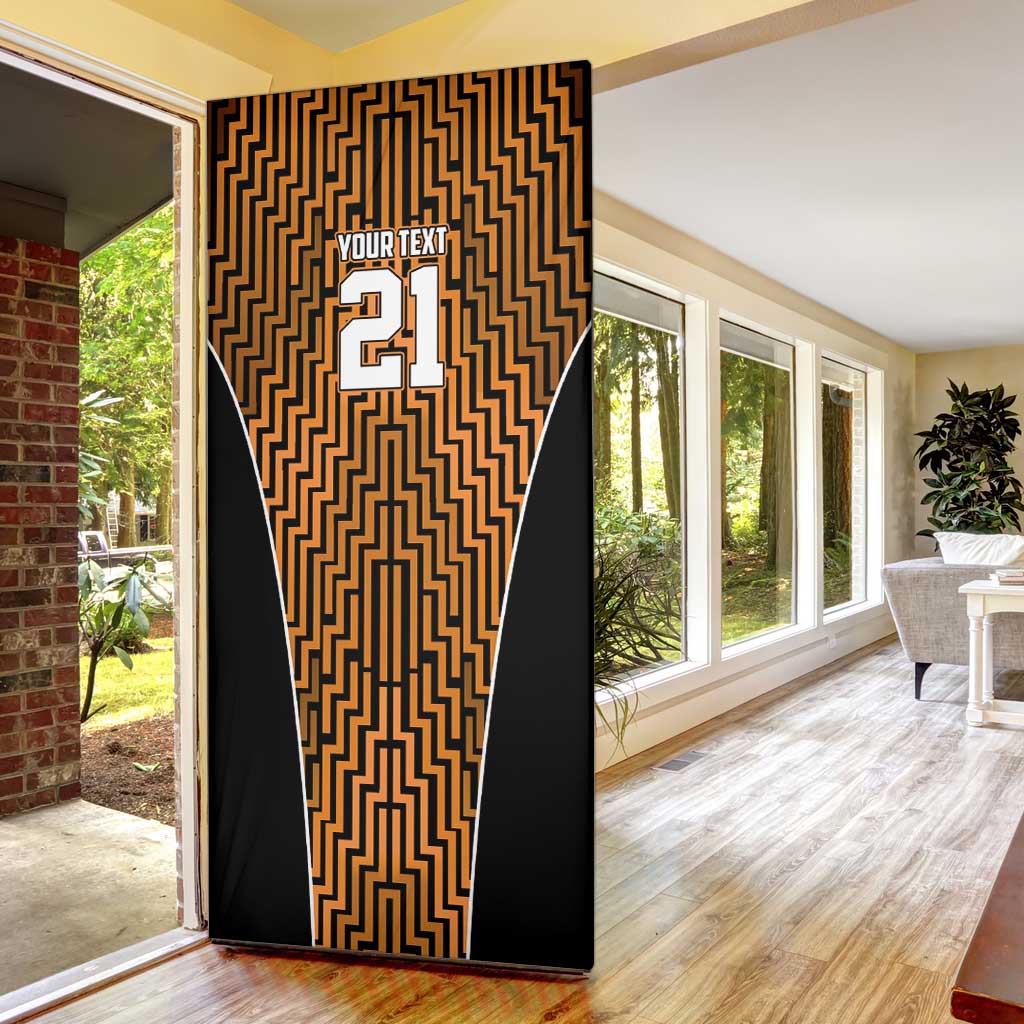 Custom Basketball New Zealand Door Cover Gold Maori Ta Moko Indigenous - Polynesian Pride