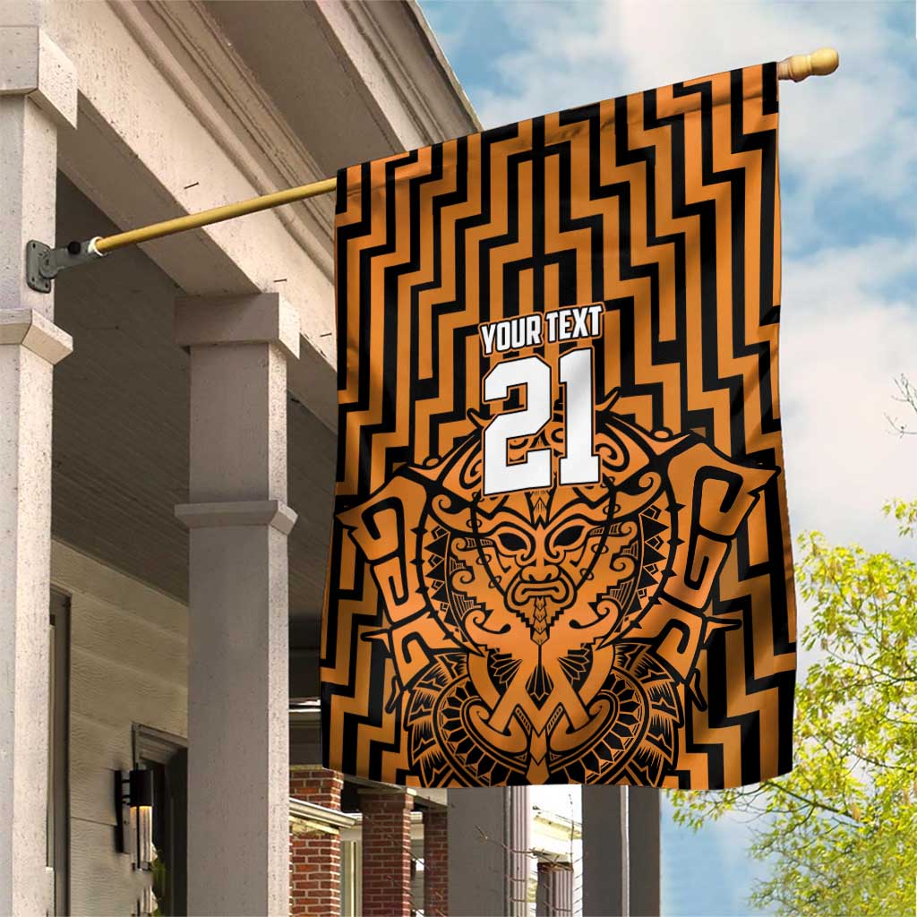 Custom Basketball New Zealand Garden Flag Gold Maori Ta Moko Indigenous - Polynesian Pride
