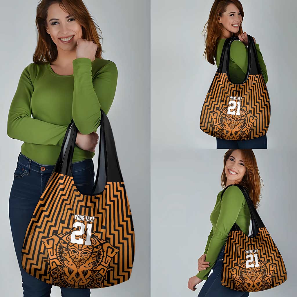 Custom Basketball New Zealand Grocery Bag Gold Maori Ta Moko Indigenous - Polynesian Pride