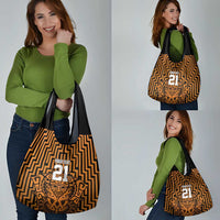 Custom Basketball New Zealand Grocery Bag Gold Maori Ta Moko Indigenous - Polynesian Pride