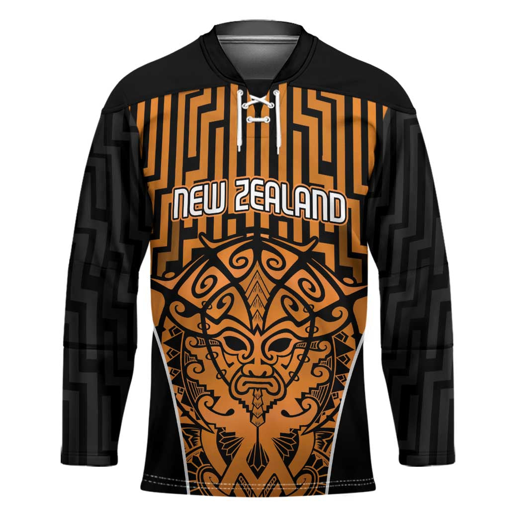 Custom Basketball New Zealand Hockey Jersey Gold Maori Ta Moko Indigenous - Polynesian Pride