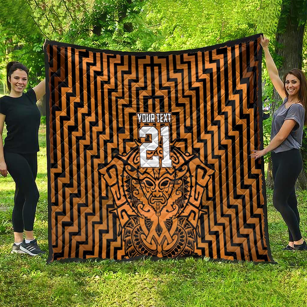 Custom Basketball New Zealand Quilt Gold Maori Ta Moko Indigenous - Polynesian Pride