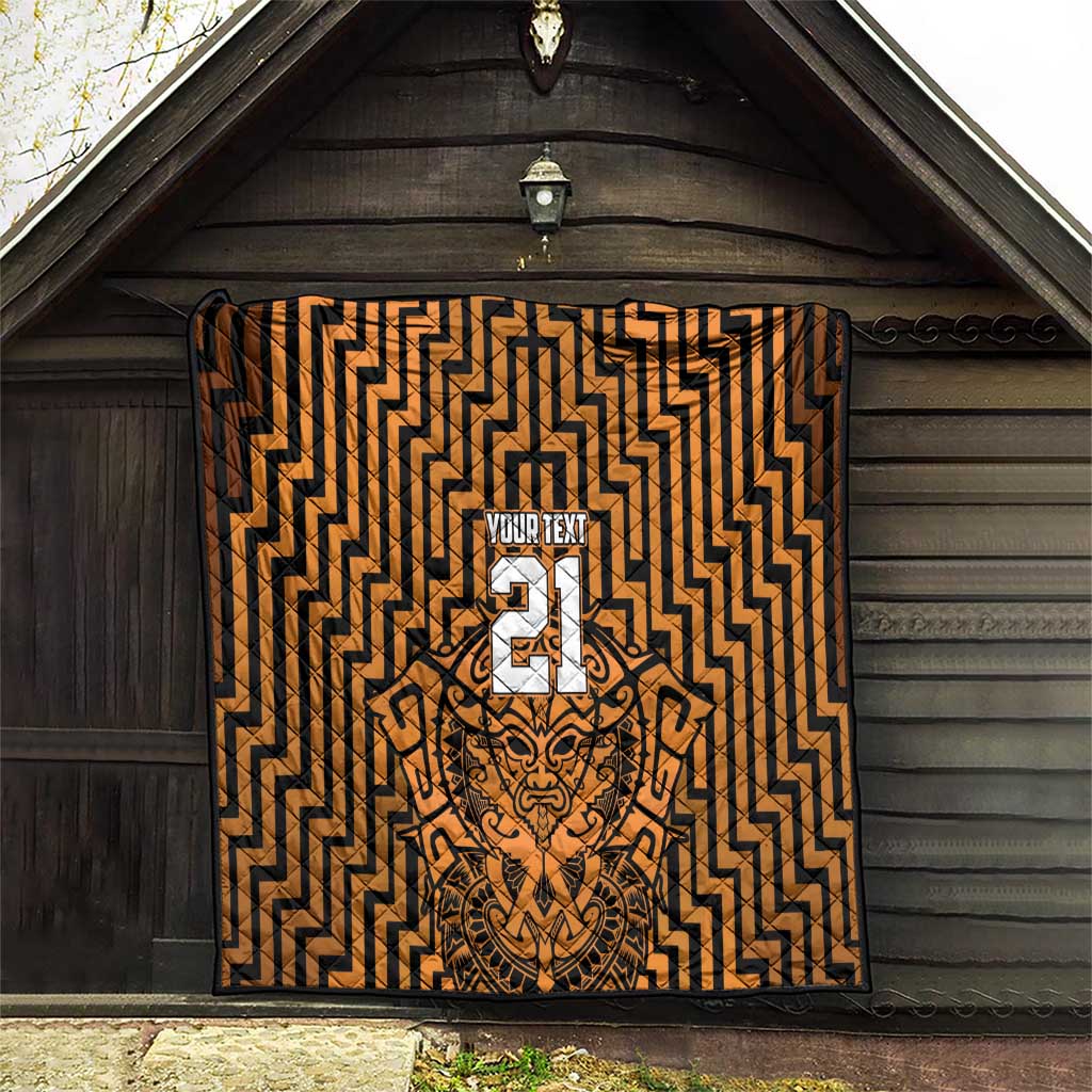 Custom Basketball New Zealand Quilt Gold Maori Ta Moko Indigenous - Polynesian Pride