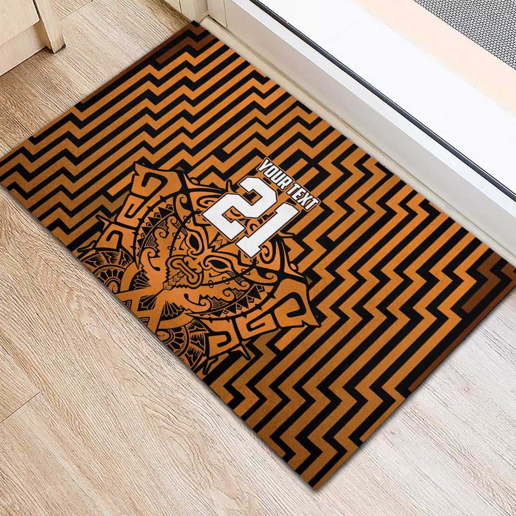 Custom Basketball New Zealand Rubber Doormat Gold Maori Ta Moko Indigenous - Polynesian Pride