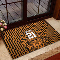 Custom Basketball New Zealand Rubber Doormat Gold Maori Ta Moko Indigenous - Polynesian Pride
