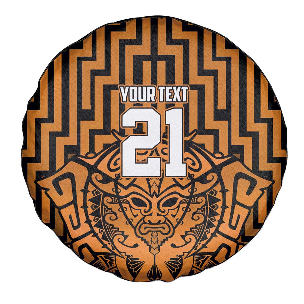 Custom Basketball New Zealand Spare Tire Cover Gold Maori Ta Moko Indigenous - Polynesian Pride